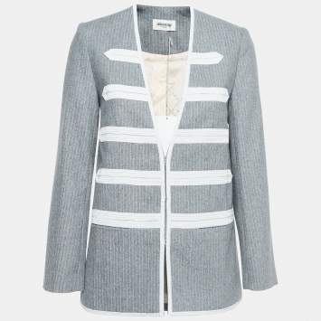 Pre Owned Zadig & Voltaire Grey Patterned Wool Blend Jacket S