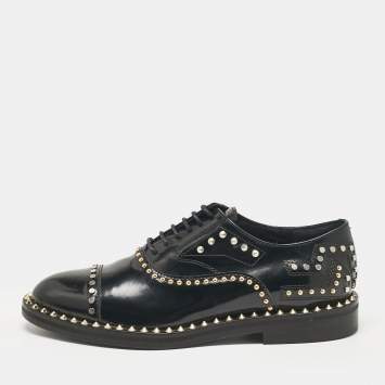 Pre Owned Zadig & Voltaire Black Leather Youth Clous Oxfords Size 36