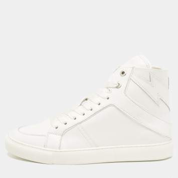Pre Owned Zadig & Voltaire White Leather Flash High Top Sneakers Size 42
