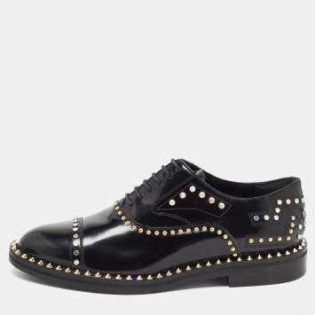Pre Owned Zadig & Voltaire Black Leather Studded Youth Clous Oxfords Size 37