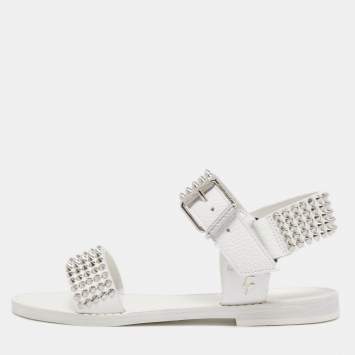Pre Owned Zadig and Voltaire White Leather Ankle Strap Spiked  Sandals Size 36