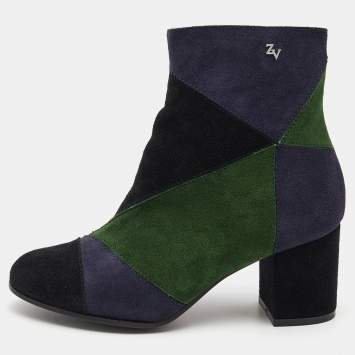 Pre Owned Zadig & Voltaire Tricolor Suede Ankle Boots Size 36
