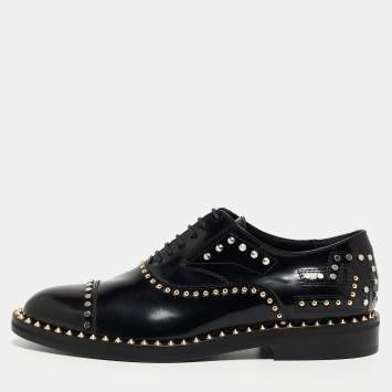 Pre Owned Zadig & Voltaire Black Leather Studded Youth Clous Oxfords Size 37