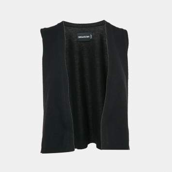 Pre Owned Zadig & Voltaire Black Wings Studded Cashmere Sleeveless Dublin Cardigan S