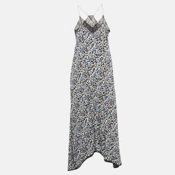 Pre Owned Zadig & Voltaire Blue Risty Floral Print Viscose Midi Dress M