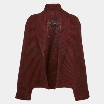 Pre Owned Zadig & Voltaire Red Merino Wool Open Front Mystic Cardigan S