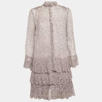 Pre Owned Zadig & Voltaire Pink Printed Chiffon Rebbie Goa Mini Dress S