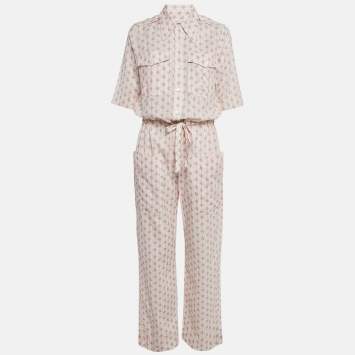 Pre Owned Zadig & Voltaire White Floral Print Cotton Catsy Jumpsuit M