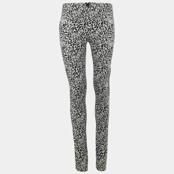 Pre Owned Zadig & Voltaire White/Black Leopard Jacquard Pharell Trousers M