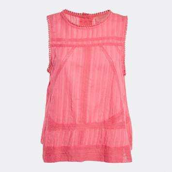 Zadig & Voltaire Pink Cotton Lace Trimmed Sleeveless Top L