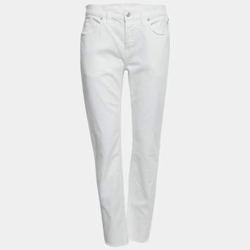 Pre Owned Zadig & Voltaire White Denim David Crop Jeans L Waist 31"