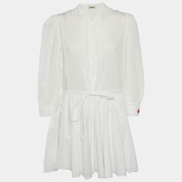 Pre Owned Zadig & Voltaire White Cotton Embroidered Mini Dress M
