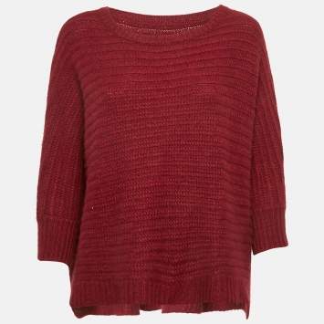Zadig & Voltaire Deluxe Burgundy Cashmere Knit Athina Sweater One Size