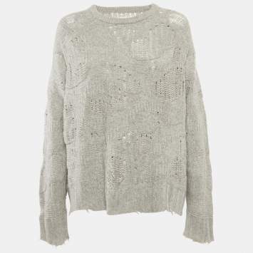 Zadig and Voltaire Olive Green Perforated Knit Preppy Ve
