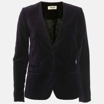 Pre Owned Zadig & Voltaire Purple Embroidered Velvet Vadim Blazer S