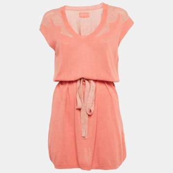 Pre Owned Zadig & Voltaire Candy Pink Lurex Knit Rimo Mini Dress XS