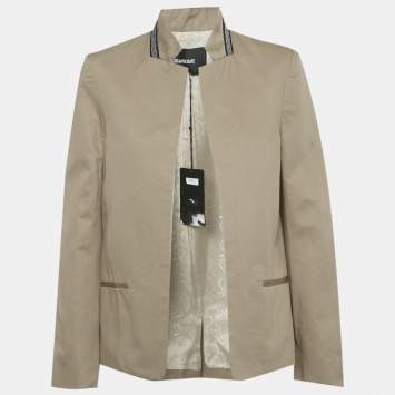 مملوكة مسبقًا Zadig & Voltaire Beige Gabardine Open Front Volly Jacket M