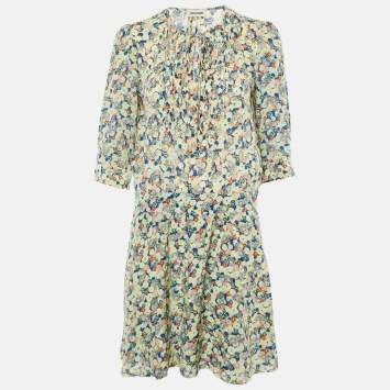 Pre Owned Zadig & Voltaire Multicolor Printed Silk Midi Dress S