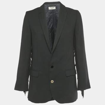 مملوكة مسبقًا Zadig & Voltaire Deluxe Black Viva Frange Blazer S