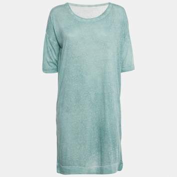 Pre Owned Zadig & Voltaire Mint Green Printed Overdye Mini Dress S