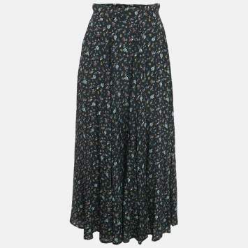 مملوكة مسبقًا Zadig & Voltaire Black Floral Print Maxi Skirt S