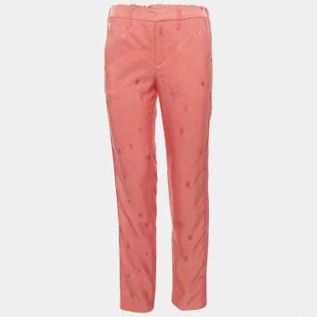 Pre Owned Zadig & Voltaire Deluxe Pink Satin Pomelo Star Deluxe Pant S