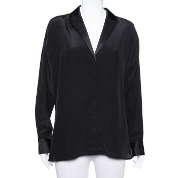 Pre Owned Zadig and Voltaire Black Silk Timothee Deluxe Shirt S