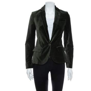 Pre Owned Zadig and Voltaire Green Velvet Button Front Vero Blazer S
