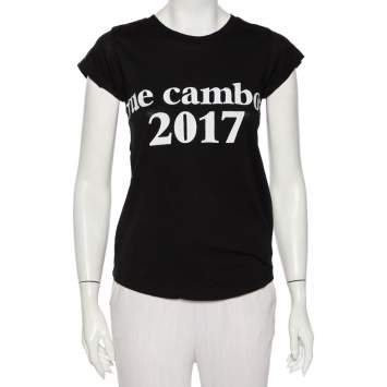 Pre Owned Zadig and Voltaire Black Cotton Knit Skinny Souvenir T-Shirt S