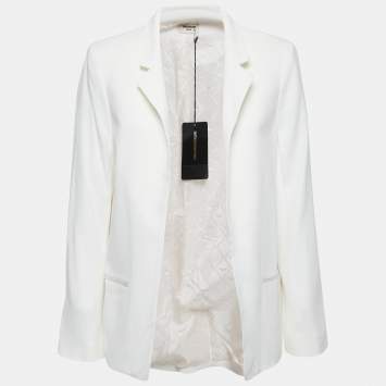 Pre Owned Zadig and Voltaire Deluxe Ecru Crepe Open Front Volly Blazer L