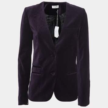 Pre Owned Zadig and Voltaire Dark Purple Velvet Single-Breasted Blazer S