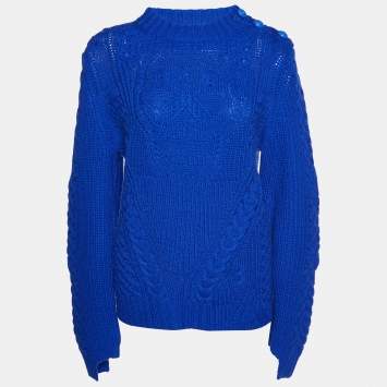 Pre Owned Zadig & Voltaire Defile Royal Blue Wool Knit Kelly Sweater M