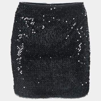 Pre Owned Zadig & Voltaire Black Sequined Mini Skirt S