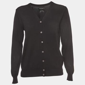 Pre Owned Zadig & Voltaire Black Star Patterned Tencel Knit Cardigan L