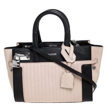 Pre Owned Zadig and Voltaire Beige/Black Leather XS Candide Tote