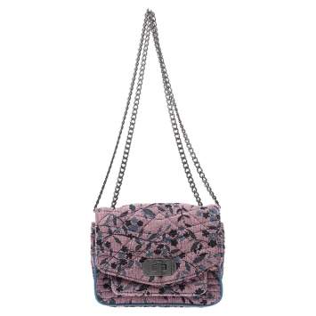 Pre Owned Zadig and Voltaire Pink/Blue Fabric and Leather Shoulder Bag
