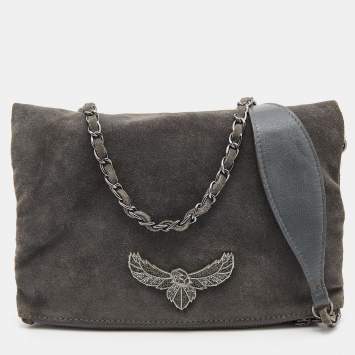 Pre Owned Zadig & Voltaire Grey Suede  Rock Crossbody Bag 