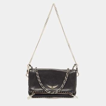 Pre Owned Zadig and Voltaire Black Leather Rock Clutch