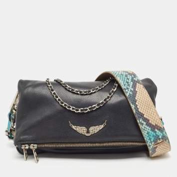 Pre Owned Zadig & Voltaire Black Leather Rock Clutch