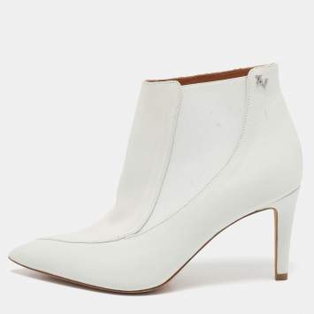 Zadig & Voltaire White Leather Ankle Length Boots Size 36