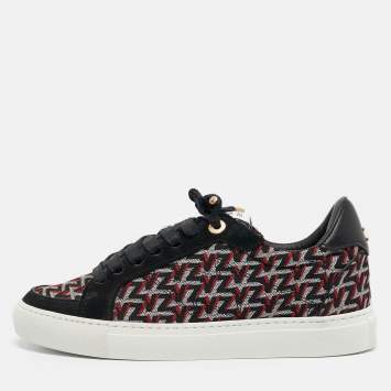 Pre Owned Zadig & Voltaire Black/Burgundy Leather and Suede Low Top Sneakers Size 37