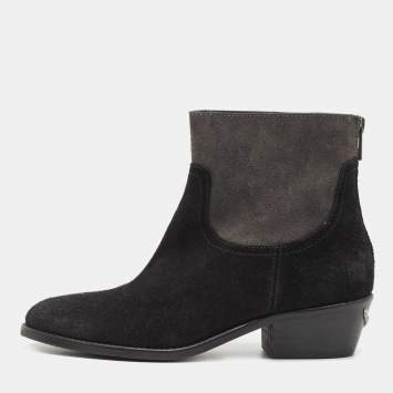 Pre Owned Zadig & Voltaire Black Suede Teddy Ankle Boots Size 36