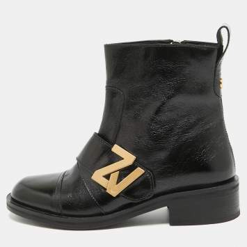 Pre Owned Zadig & Voltaire Black Leather Combat Boots Size 40
