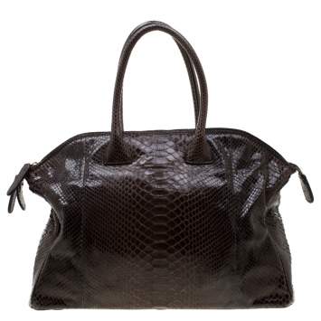Pre Owned Zagliani Brown Python Tomodachi Weekender Bag