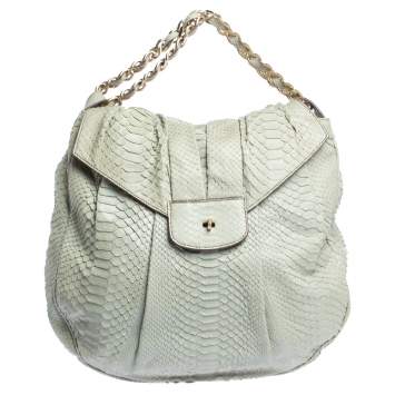 Pre Owned Zagliani Pale Green Python JJ Hobo