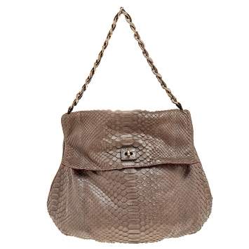 Pre Owned Zagliani Brown Python Leather Shoulder Bag