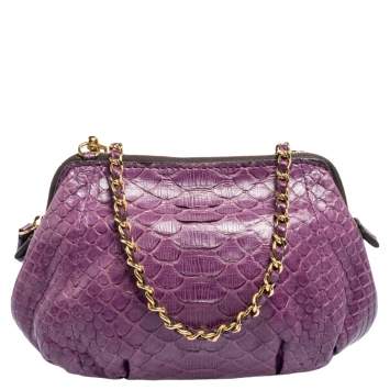 Pre Owned Zagliani Purple Python Shoulder Bag