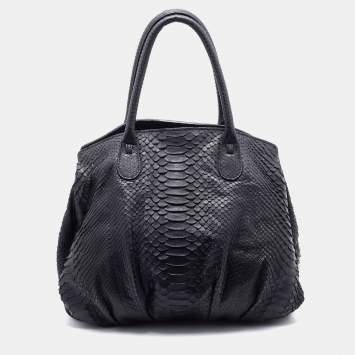 Pre Owned Zagliani Black Python Satchel