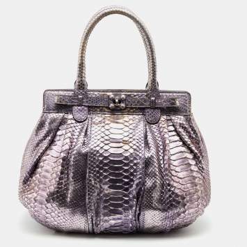 Pre Owned Zagliani Metallic Python Puffy Hobo