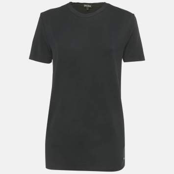 Pre Owned Zegna Black Jersey Crewneck T-Shirt L